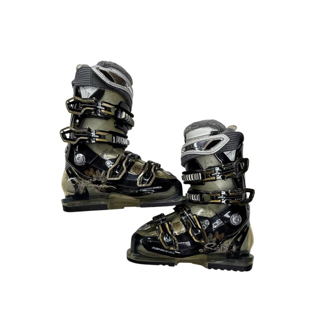 Salomon Women's Black and Olive Winter Ski Boots Size 23